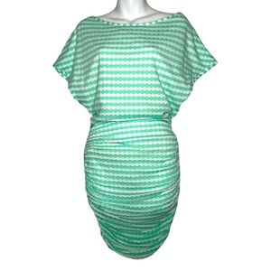 Victoria's Secret Striped Off-The-Shoulder Ruched Drop Waist Lined‎ Lounge Dress